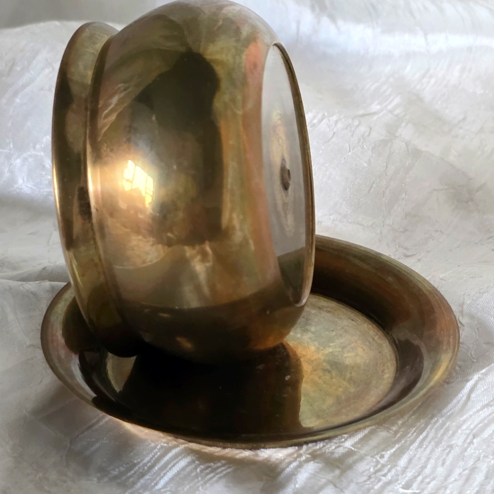 Vintage Brass Bowl and Saucer/Lid - Picture 8 of 12